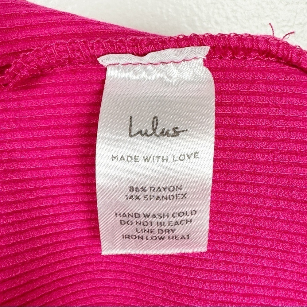 Lulus Ribbed Knit Side Slit High Rise Sweater Midi Skirt Hot Pink Size M - Picture 5 of 5